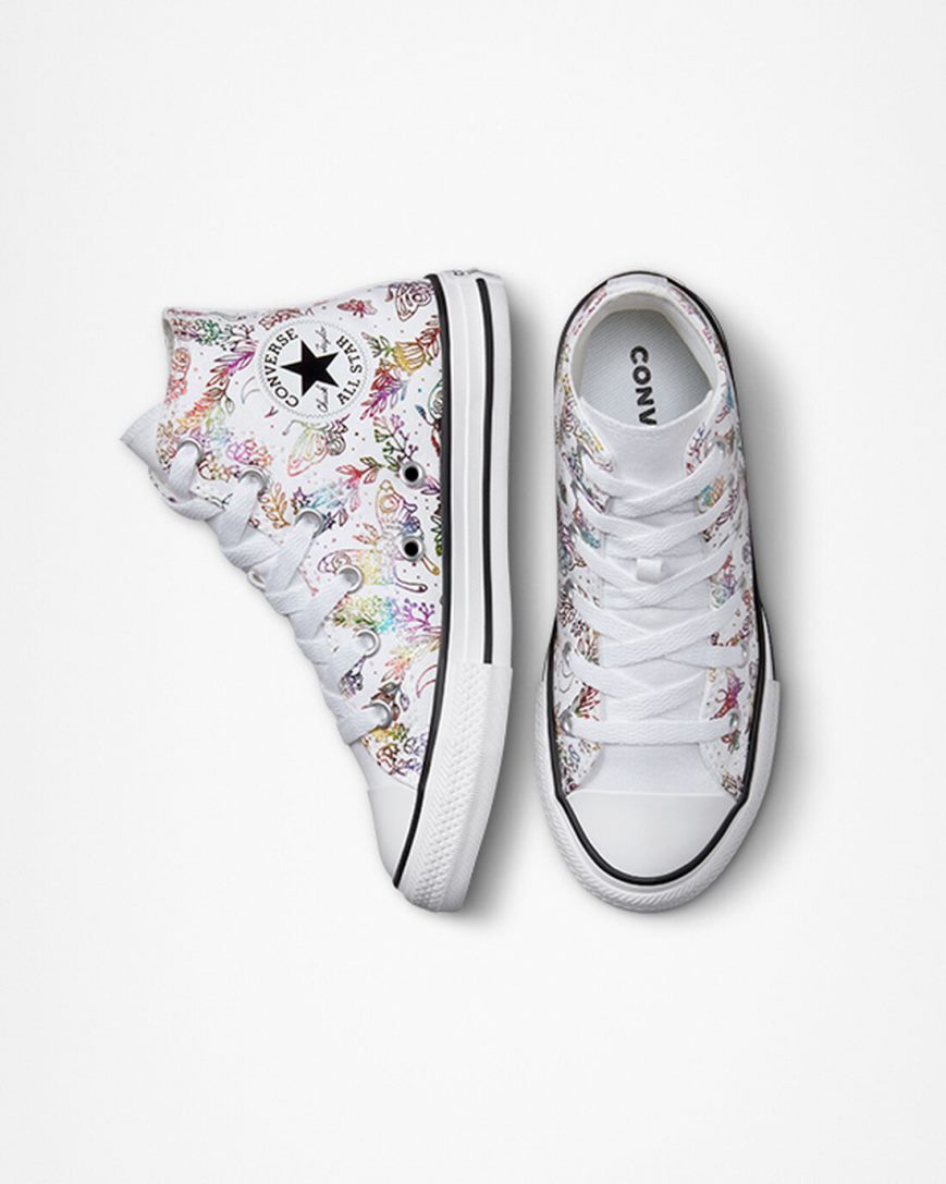 Girls' Converse Chuck Taylor All Star Butterfly Shine High Top Shoes White / Pink / Purple / Blue | AU 3945CA